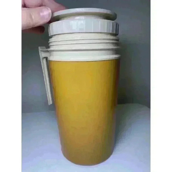 Vintage Thermos Pint Bottle Model 7202 Soup Travel Mustard Yellow No Top Lid - Picture 8 of 14